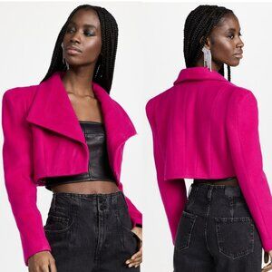 Sergio Hudson Pink Cropped Coat Wool Cashmere Jacket